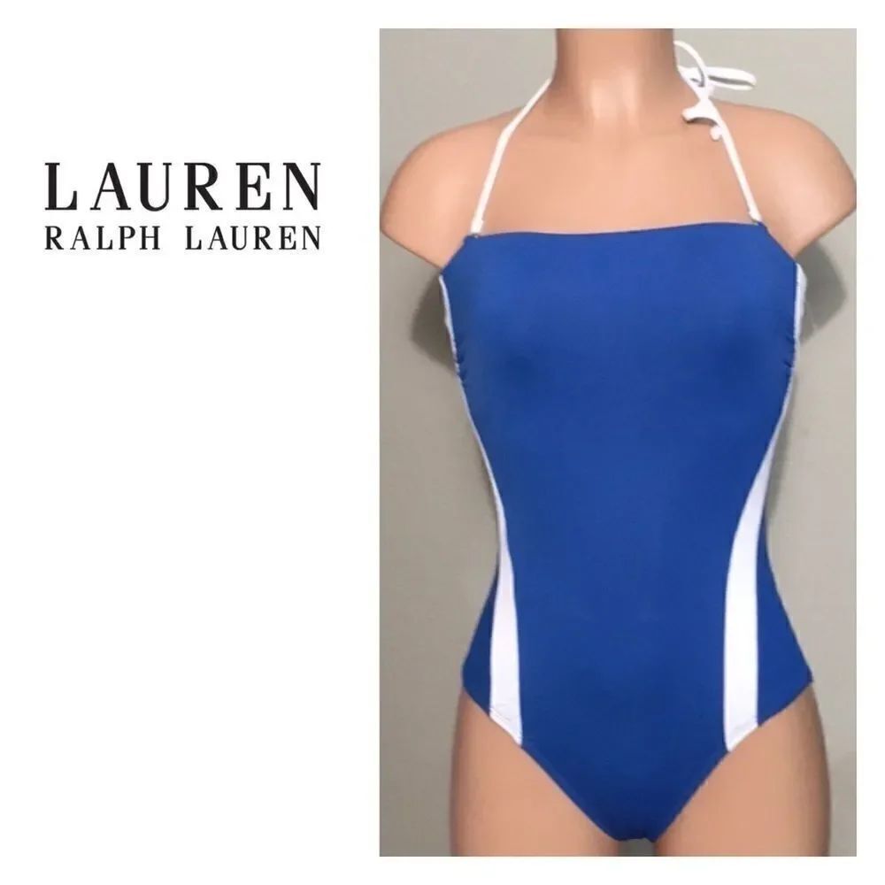 Blue and white swimsuit. New